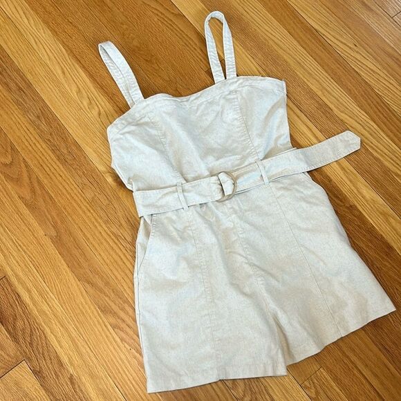 [BLANKNYC] Womens Linen Romper With Self Belt, Medium, NWT - Picture 2 of 5